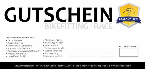 Bikefitting Gutschein Race