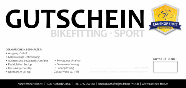 Bikefitting Gutschein Sport